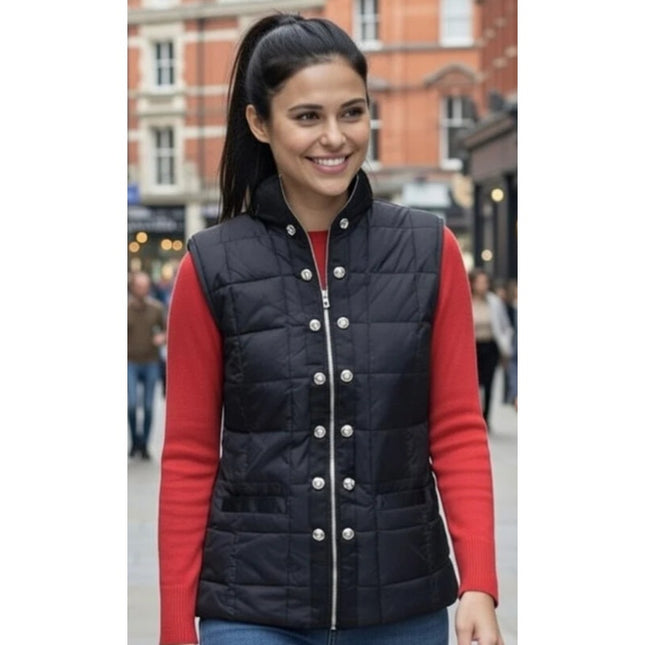 Ciao Milano Celia Goose Down Vest Black Hooded Puffer Sleeveless Women's L
