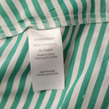 Veronica Beard Claude Button Up Blouse Green White Stripe Asymmetric Women's L