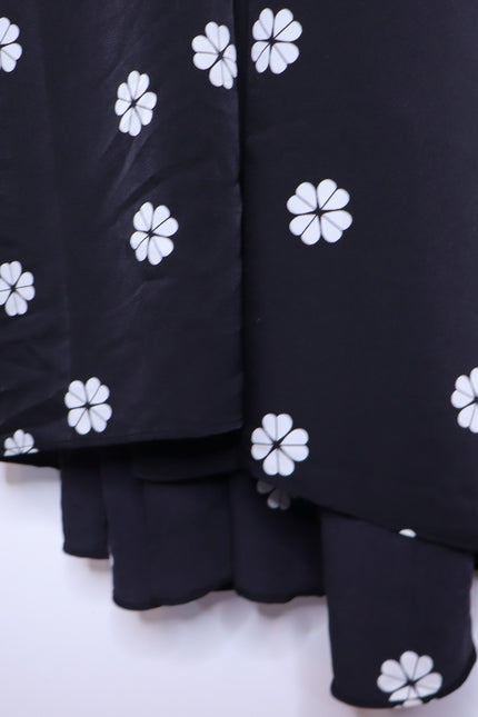 KATE SPADE Black Spade Clover Toss Belted Wrap Dress Long Sleeve Women's 10