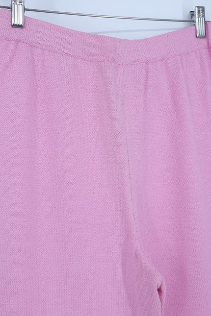 ST. JOHN SPORT Wide Leg Sweater Pant Santana Knit Pink Track Suit Women's M