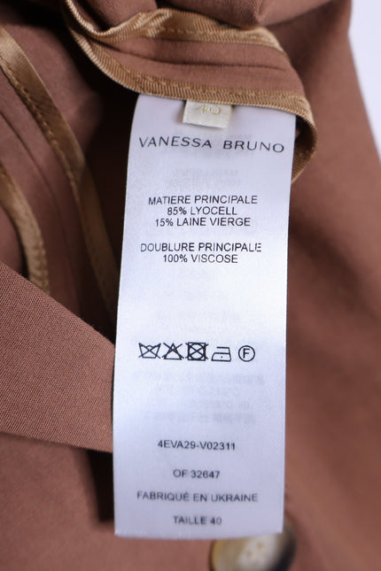 VANESSA BRUNO Christen Belted Longline Sleeveless Jacket Camel Women's 40/US 8