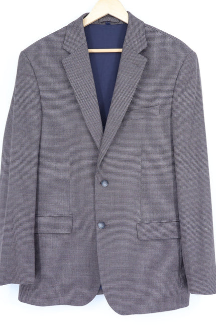 JOS. A. BANK Traveler Tailored Fit Sport Coat Brown Navy Houndstooth Men's 42L
