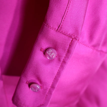 MAX MARA Silk Satin Button Down Shirt Fuchsia Pink Long Sleeve Blouse Women's 16