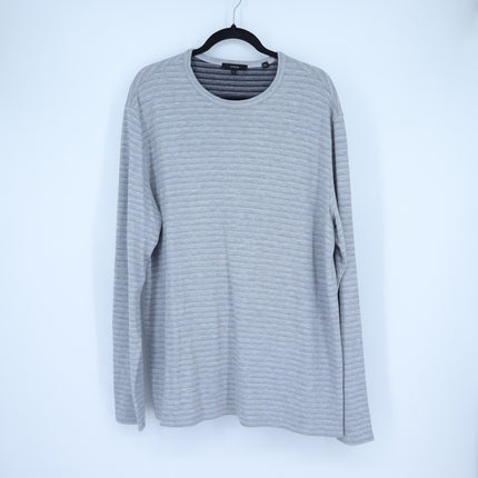 Vince Feeder Stripe Knit Top Gray Long Sleeve Crew Neck Pullover Men's XL
