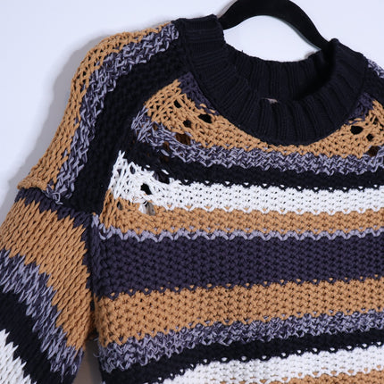 Free People Devon Sweater Sunflower Seed Combo Multicolored Stripe Women's XS