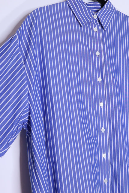 AZ FACTORY x Lutz Huelle Striped Shirtdress White Blue Oversized Women's 38/US 6