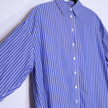 AZ FACTORY x Lutz Huelle Striped Shirtdress White Blue Oversized Women's 38/US 6