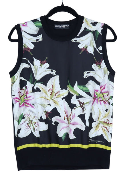 DOLCE & GABBANA Lily Silk Tank Black MSRP $995 Sleeveless Women's 44/US 8