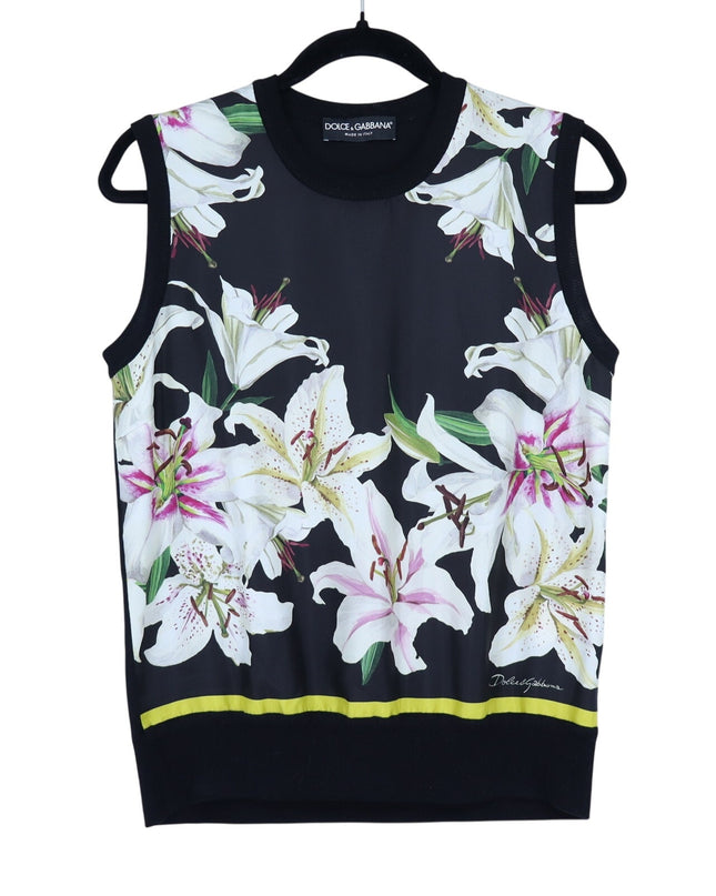 DOLCE & GABBANA Lily Silk Tank Black MSRP $995 Sleeveless Women's 44/US 8