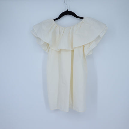 Mille Beja Ruffle Top Ivory Cotton Flutter Sleeve Blouse Women's XXS