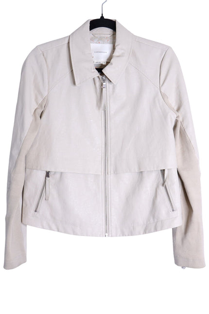 BY ANTHROPOLOGIE Marcail Faux Leather Anorak Jacket Beige Long Sleeve Women's S