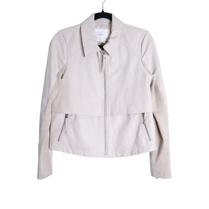 BY ANTHROPOLOGIE Marcail Faux Leather Anorak Jacket Beige Long Sleeve Women's S