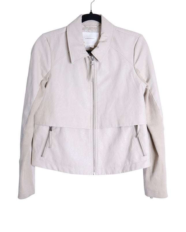 BY ANTHROPOLOGIE Marcail Faux Leather Anorak Jacket Beige Long Sleeve Women's S