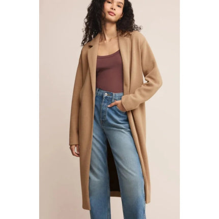 Z Supply Mason Knit Coat Camel One Button Midi Long Sleeve Jacket Women's XS