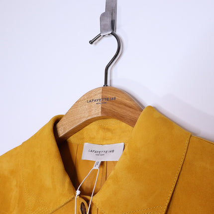 LAFAYETTE 148 Clyde Laser Cut Suede Jacket NWT Spiced Honey Yellow Women's XL