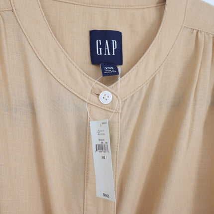 Gap Puff Sleeve Linen Cotton Shirtdress Beige NWT Belted Women's XXS