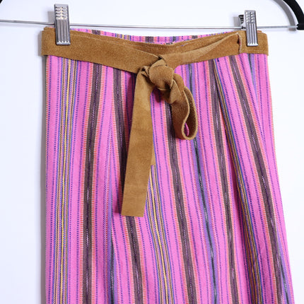 CUCA Falda Striped Woven Wrap Maxi Skirt Pink Multicolor Column Women's OSFM