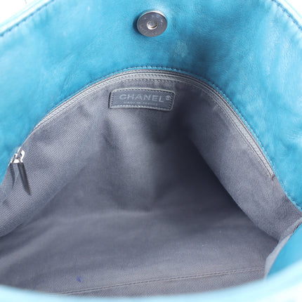 Chanel Sharpei Teal Lambskin Leather Medium Tote Bag Interweave Chain
