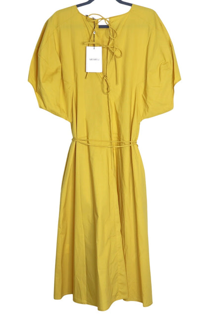 MEIMEIJ NWT Waist Tie Midi Dress Mustard Yellow Back Tie Women's 44/US 10