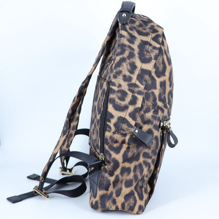 Michael Kors Kelsey Leopard Nylon Backpack Padded Multi Pocket Zip Around