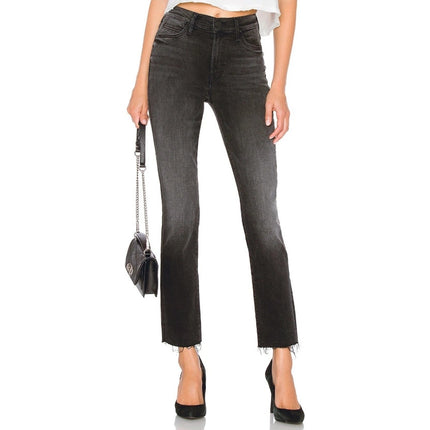 Mother Rascal Ankle Snippet Jeans Nighthawk Black Slim Straight Leg Women's 23