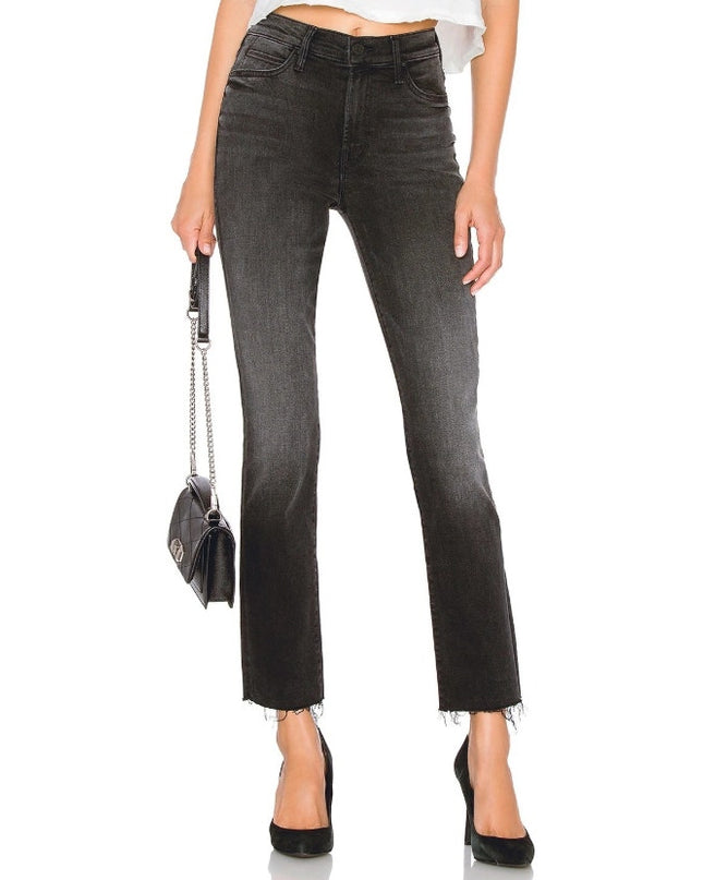 Mother Rascal Ankle Snippet Jeans Nighthawk Black Slim Straight Leg Women's 23