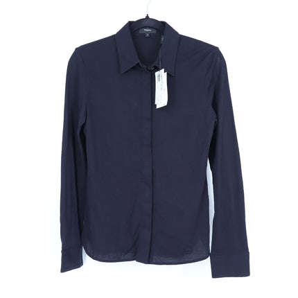Theory Apex Tee Fitted Shirt NWT Black Button Up Collared Blouse Women's S
