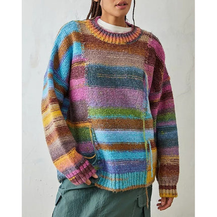 BDG Undone Spacedye Pullover Sweater Purple Multicolor Knit Jumper Women's M