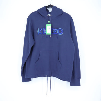 Kenzo Logo Hoodie Sweatshirt NWT Blue Embroidered Graphic Pullover Men's L
