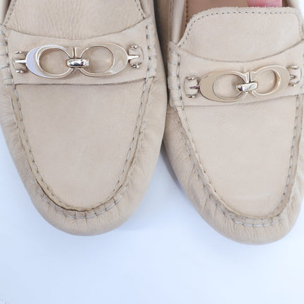 COACH Naomi C-Bit Loafer Beige Leather Slip On Driving Shoe Women's 9B