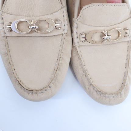 COACH Naomi C-Bit Loafer Beige Leather Slip On Driving Shoe Women's 9B