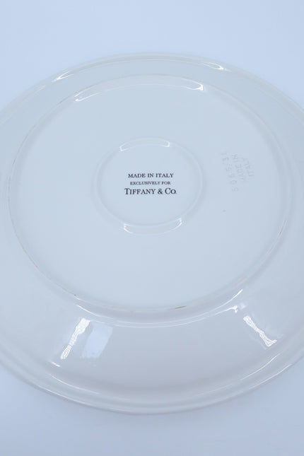 TIFFANY & CO 15" Basket Weave Serving Platter White Chop Plate Wicker 5965/38