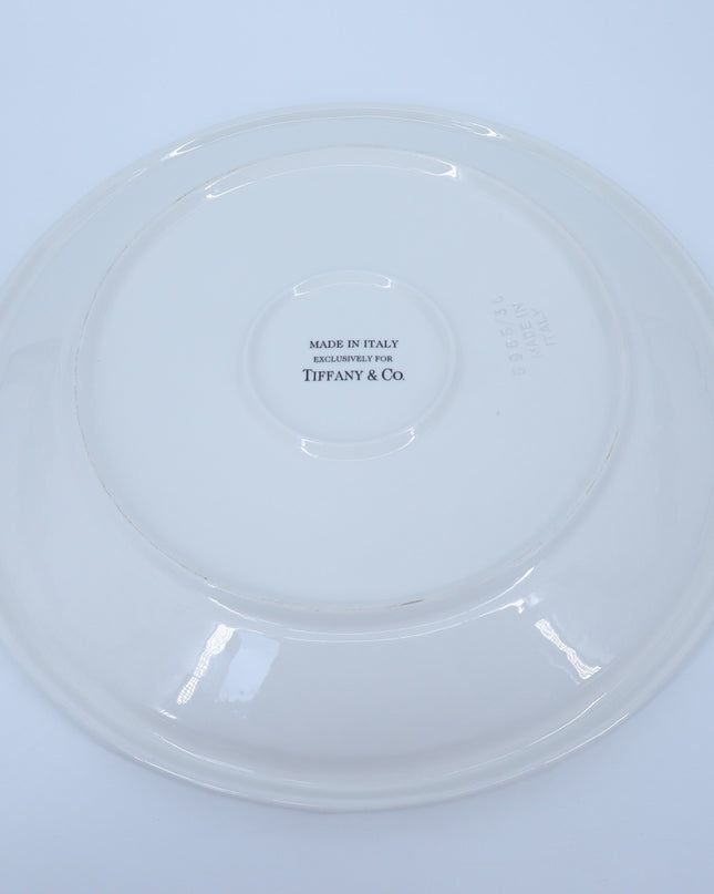 TIFFANY & CO 15" Basket Weave Serving Platter White Chop Plate Wicker 5965/38