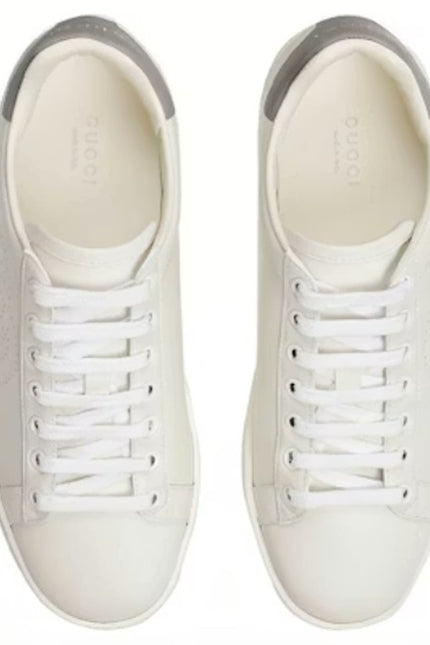 GUCCI Ace Sneaker Interlocking G White Perforated Lace Up Women's 38.5/US 8.5