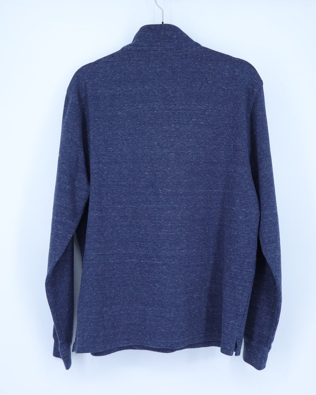 Johnnie-O Baker Henley Pullover Sweater Wake Blue Long Sleeve Men's M