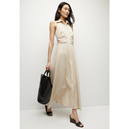 VERONICA BEARD Mackey Seersucker Dress Khaki White NWT Stretch Cotton Women's 10