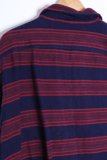 FAHERTY NWT Yukon Brushed Work Shirt Carmine Striped Red Cotton Men's XL