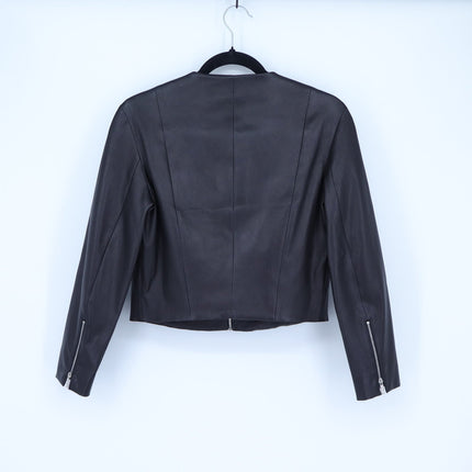 The Row Lambskin Leather Cropped Jacket Black Boxy Waist Cut Luxury Women's 6