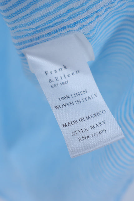 FRANK & EILEEN Mary Shirtdress Blue White Pinstripe Long Sleeve Women's XS