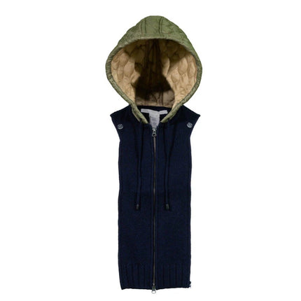 VERONICA BEARD Orine Navy Quilted Hoodie Dickey Wool Sweater Women's OS
