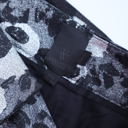 VERA WANG Brocade Silk Dress Pants Floral Black and Silver Women's 0