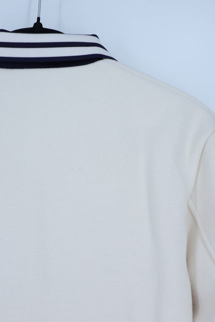 SERGIO TACCHINI Marisa Varsity Jacket Gardenia White Navy Wool Blend Women's S