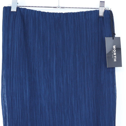Worth Pleated Pencil Midi Skirt Ink Blue NWT Semi Sheer Women's SP