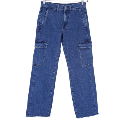 7 FOR ALL MANKIND Tess Cargo Jeans Blue Mid Rise Straight Dark Wash Women's 26