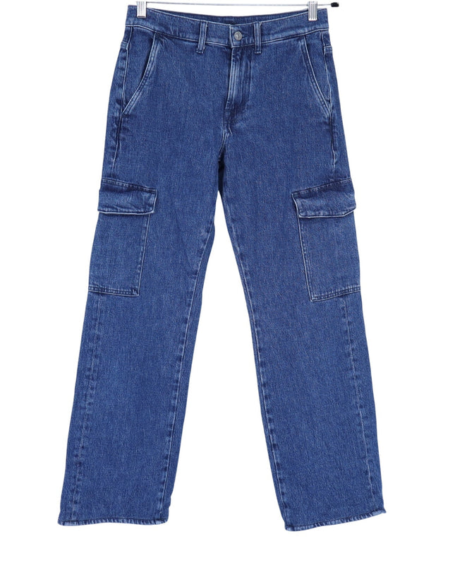 7 FOR ALL MANKIND Tess Cargo Jeans Blue Mid Rise Straight Dark Wash Women's 26