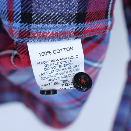 Hammer Made Flannel Button Down Shirt Red Blue Plaid Long Sleeve Men's L-XL/17