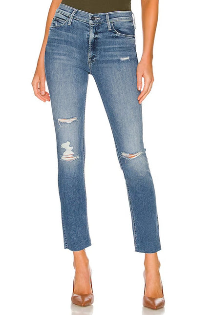 MOTHER Blue Dazzler Ankle Fray Jeans Mid Rise Weekend Warrior Women's 29