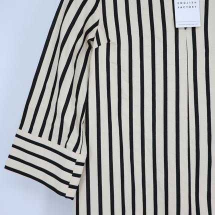 ENGLISH FACTORY Stripe Collared Mini Dress Beige Black NWT Pullover Women's S