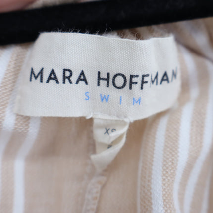 Mara Hoffman Swim Cover Up Dress Beige and White Striped Belted Women's XS