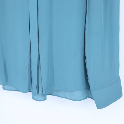 Vince Silk Button Up Blouse Seaglass Teal Lightweight Collared Women's 4